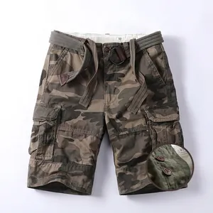 Men American Vintage Heavyweight Cotton Cargo Shorts Multi-pocket Casual Loose Fit Outdoor Tactical Bottoms Half Pants
