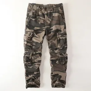Amerikanische Retro Baumwolle Herren Cargo Hose Multi-Taschen Gerade Schnitt Lässig Camouflage Übergröße Lange Hosen Herren Unterteil