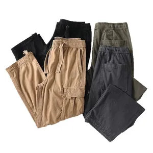 Vintage men's multi-pocket cargo pants with drawstring waist in several colors
