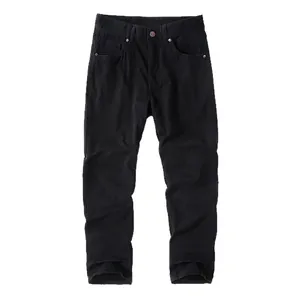 Classic men's black vintage straight-leg cotton washed pants, high quality material