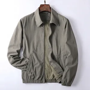 Veste de travail vintage pour homme en coton lavé vert olive avec doublure