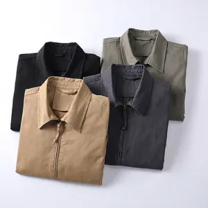 Vestes de travail rétro pour hommes en coton lavé en quatre couleurs avec fermeture éclair
