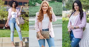Drei Mode-Stile von rosa Schalkragen-Blazern für die tägliche Freizeitkleidung