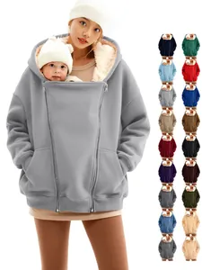 Women Kangaroo Baby Carrier Hoodie Fleece Lined Winter Warm Sweatshirt With Large Pocket Maternity Casual Top