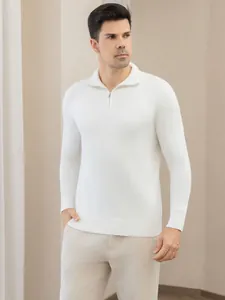 Men's Business Casual Half Zip Mock Neck Knit Sweater Slim Fit Retro Polo Pullover Long Sleeve Viscose Blend Base Layer Top