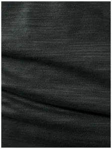 Detailed macro shot of dark grey slub knit fabric for men's casual Henley long sleeve top