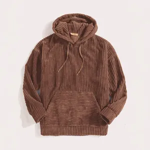 Premium mens thick corduroy oversized hoodie featuring a kangaroo pocket and drawstring