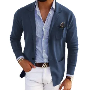 Blazer décontracté bleu pour homme coupe ajustée élégant pour mariages et fêtes