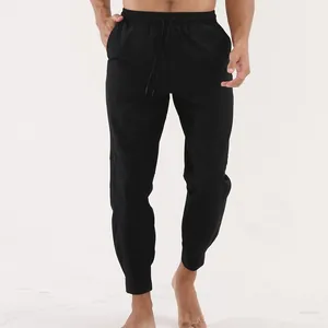 Pantalon de sport noir à séchage rapide pour hommes avec taille à cordon de serrage
