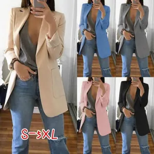 Veste Blazer Décontractée pour Femmes à Manches Longues Couleur Unie Cardigan Ouvert Avec Poches Style Urbain Coupe Slim