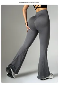 Rückansicht nahtloser High-Waist Yoga-Schlaghosen mit Push-up-Effekt für Fitness