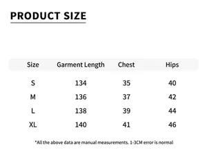 Size chart for color-blocking sleeveless flared jumpsuit with length and bust details