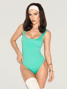 Body Modellante Senza Cuciture da Donna Scollo a U Senza Maniche Aderente Tuta da Yoga Sportiva Top Intero