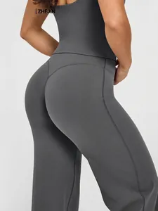 Legging de yoga gris à taille haute avec coupe ajustée pour le sport et le fitness actif