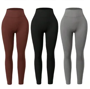 Detail view showing maroon, black, and gray color options of the ribbed sport leggings