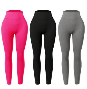 High-waisted butt lift yoga leggings in pink black and grey colors