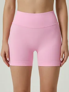 Hoch taillierte rosa nahtlose Sportshorts für Yoga und Fitness-Lauftraining Kleidung