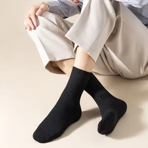 Men's classic black ribbed crew socks for business and casual wear