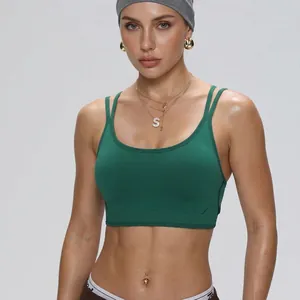 High-impact green quick-dry sports bra for women yoga fitness and professional gym training