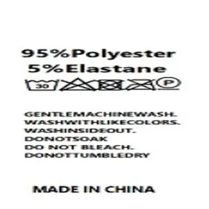 Detailed view of the garment care label showing 95% polyester and 5% elastane material.
