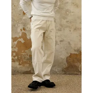 Pantalon en jean homme grande taille style high street blanc cassé avec poches