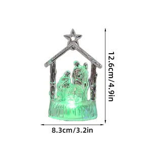 Religious Nativity scene LED night light with 12.6cm height and 8.3cm width dimension markings