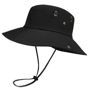 Sombrero Boonie negro clásico para hombre con correa ajustable y protección solar UV