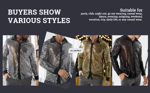 Camisa de lentejuelas disco de los 70 para hombre, ideal para fiestas, clubs y shows.