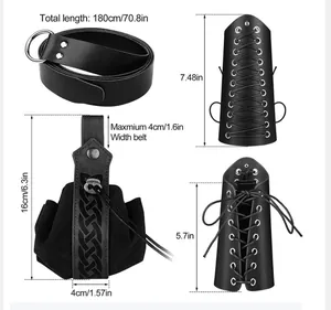 Dimensioni dettagliate del set di accessori da pirata medievale con cintura e bracciali