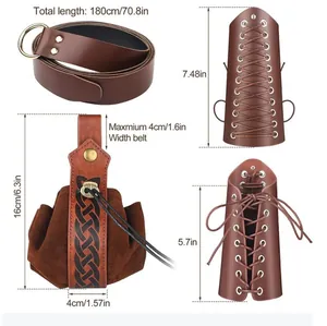 Dimensioni dettagliate per la cintura, la borsa e i bracciali medievali del set