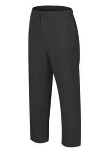 Detailansicht schwarze Baumwoll-Leinen-Freizeithose mit verstellbarem Kordelzug