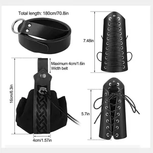 Set di accessori medievali rinascimentali con cintura, custodia e protezioni per braccia