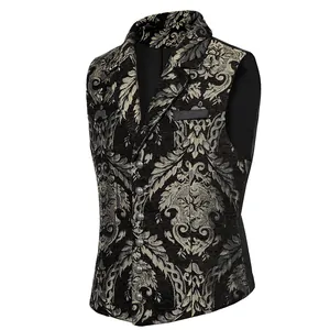 Detailed view showing the intricate texture of this baroque floral men's vest
