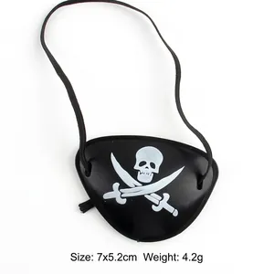 Classica benda sull'occhio da pirata nera con teschio e ossa per costume di Halloween