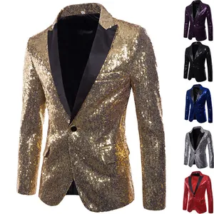 Luxe heren blazer met gouden pailletten voor diverse podiumoptredens en feesten.