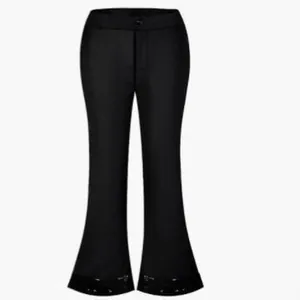 Retro 1970s men's black flared disco trousers suitable for stage and dance costumes