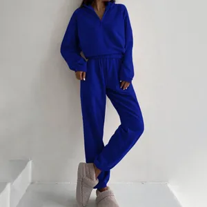 Ensemble de détente bleu royal 2 pièces avec sweat à demi-zip et jogging assorti