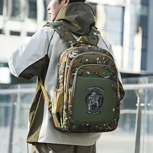 Large capacity digital camouflage school backpack for elementary students in urban setting