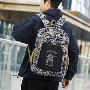 Large capacity digital camouflage backpack with military soldier print for students