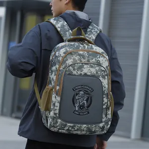 Large capacity digital camouflage school backpack with army soldier graphic print