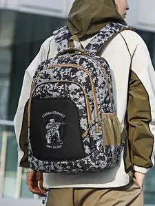 Large capacity digital camouflage schoolbag for boys with army soldier print detail