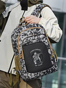 Large capacity camouflage school backpack for kids with tactical army soldier logo