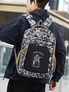 Tactical digital camouflage backpack for students with large capacity and soldier print