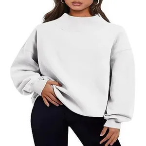 Γυναικείο Φούτερ Oversized με Ψηλό Λαιμό Πυκνό Φλις Φθινόπωρο Χειμώνας Μόδα Casual Πεσμένοι Ώμοι Μακρυμάνικο Μονόχρωμο Top
