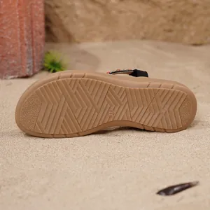 Böhmische flache Perlen-Sandalen für Damen mit rutschfester Gummisohle im Sandstrand-Look