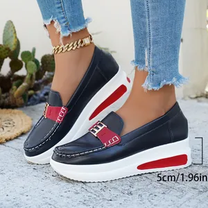 Detailed side view of women's platform loafers showing the 5cm thick sole height