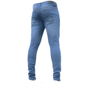 Jeans skinny da uomo in denim blu classico con eleganti dettagli sulle tasche posteriori