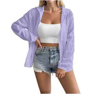 Close-up view of a lavender jacquard sun protection jacket showing fabric texture