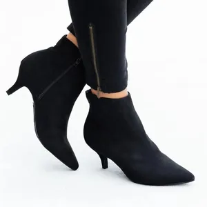 Bottines à Bout Pointu et Talon Aiguille pour Femmes Suède Western Imprimé Léopard Serpent Talons Hauts Fermeture Éclair Latérale Automne Hiver