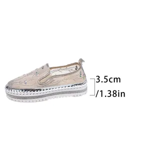 Detailed side view showing the 3.5cm platform sole on women's rhinestone loafers